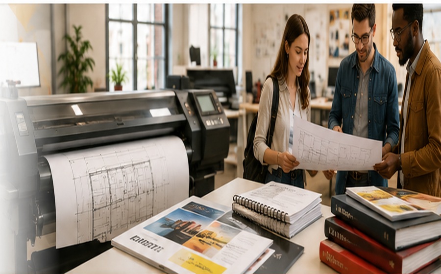 Imprimerie professionnelle avec plans et documents